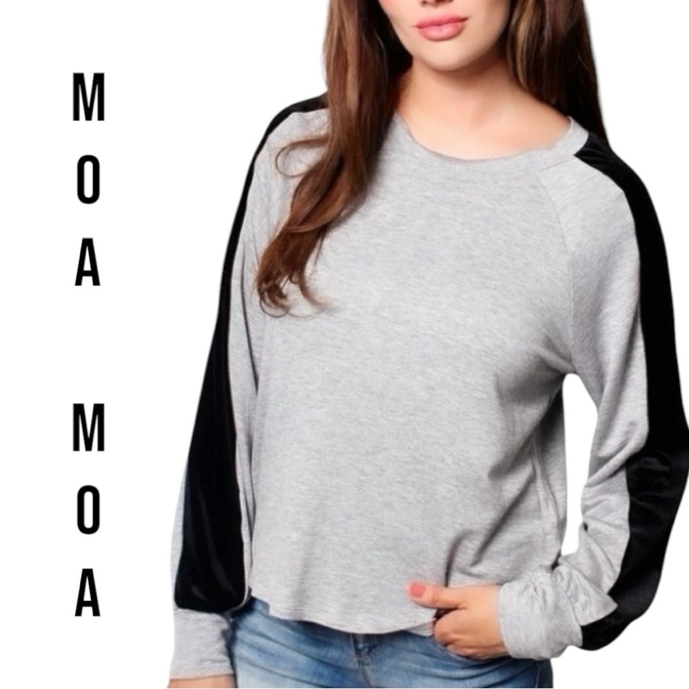 MOA MOA LARGE Women's Long Sleeve Crew Neck Top - Picture 2 of 6